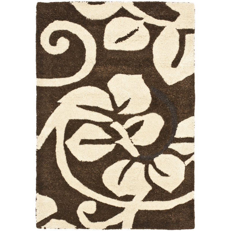 Candelo Hand Tufted Wool & Viscose Pile Floral Rug, Rectangle 2' x 3'