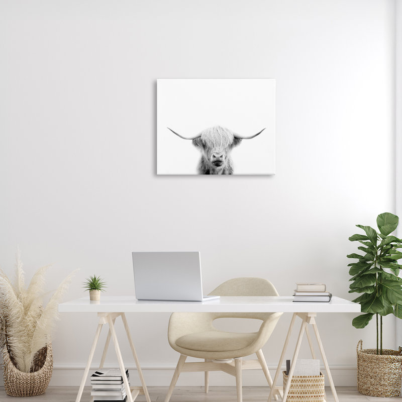 Portrait d'une vache écossaise, conception par Leah Straatsma, H 16 po x l 20 po