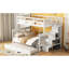 Lit superposé simple avec lit gigogne simple, garde-corps et rangement spacieux - Bois massif blanc pour la chambre à coucher fonctionnelle-6323606