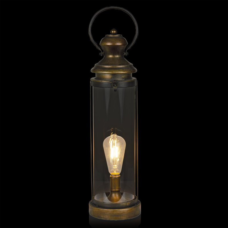 Lanterne en métal doré et verre avec lumière DEL blanc chaud pour patio, petit, H 23 po x l 6 po x P 6 po