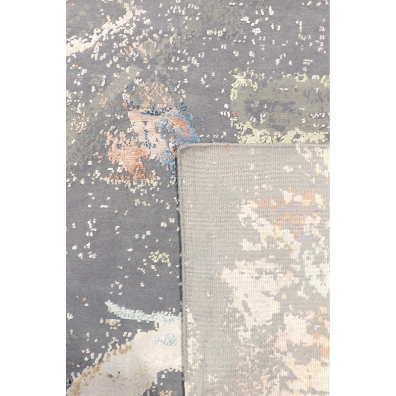 Hand Knotted Abstract Area Rug in L. Grey, Rectangle 8' x 10'