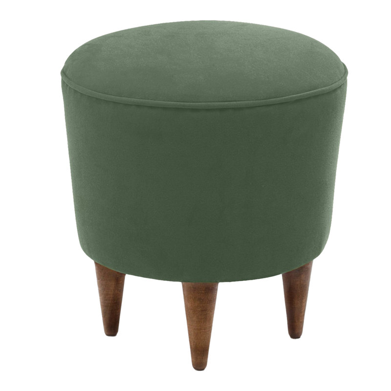 Upholstered Ottoman, Green Polyester