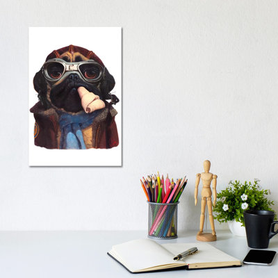 Aviator Pug by Thomas Fluharty - Wrapped Canvas Gallery-Wrapped Canvas Giclée