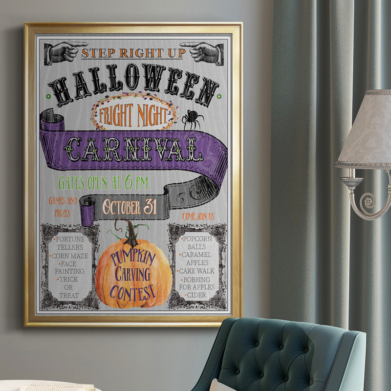 «Carnival Sign», reproduction encadrée de qualité supérieure - prête à être accrochée, H 36,5 po x l 26,5 po x P 1 po, Or