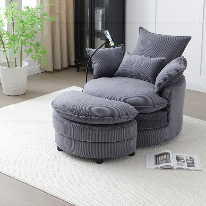 Fauteuil demi-tonneau pivotant à 360 °, Gris