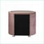 Table de chevet 2 tiroirs en velours rose avec plateau en verre Pieds chromés