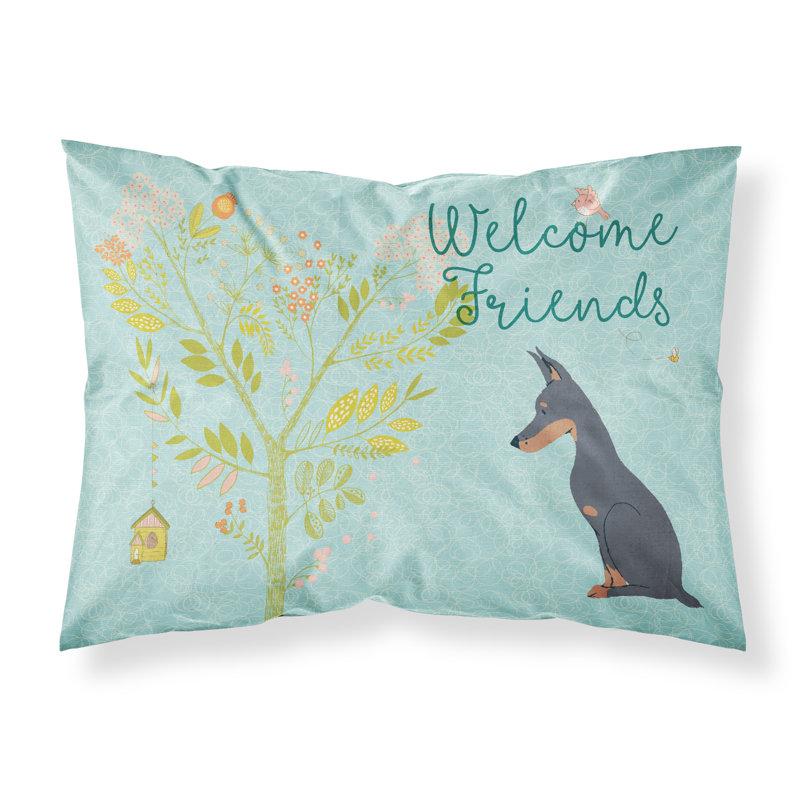 Taie d’oreiller welcome friends, Doberman pinscher