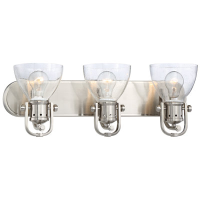 Minka Lavery nickel brossé avec lumière de meuble-lavabo en verre granuleux transparent