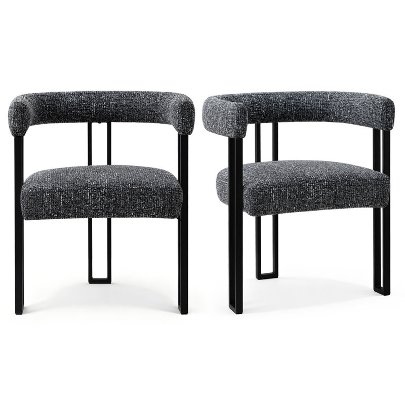 Fauteuil de salle à manger rembourré de 18 po en tweed, Tweed - noir