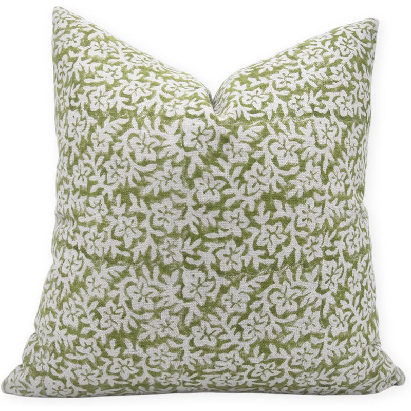 Housse de coussin en lin 14 x 20 imprimé à la main en lin épais fait à la main - NIDHIVAN, 14 po x 20 po