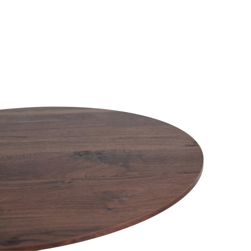 Table de salle à manger de style Mid-Century 31,5 "avec pieds en noyer et pieds dorés avec plateau rond en MDF, table de salle à manger à piédestal, table basse de loisirs
