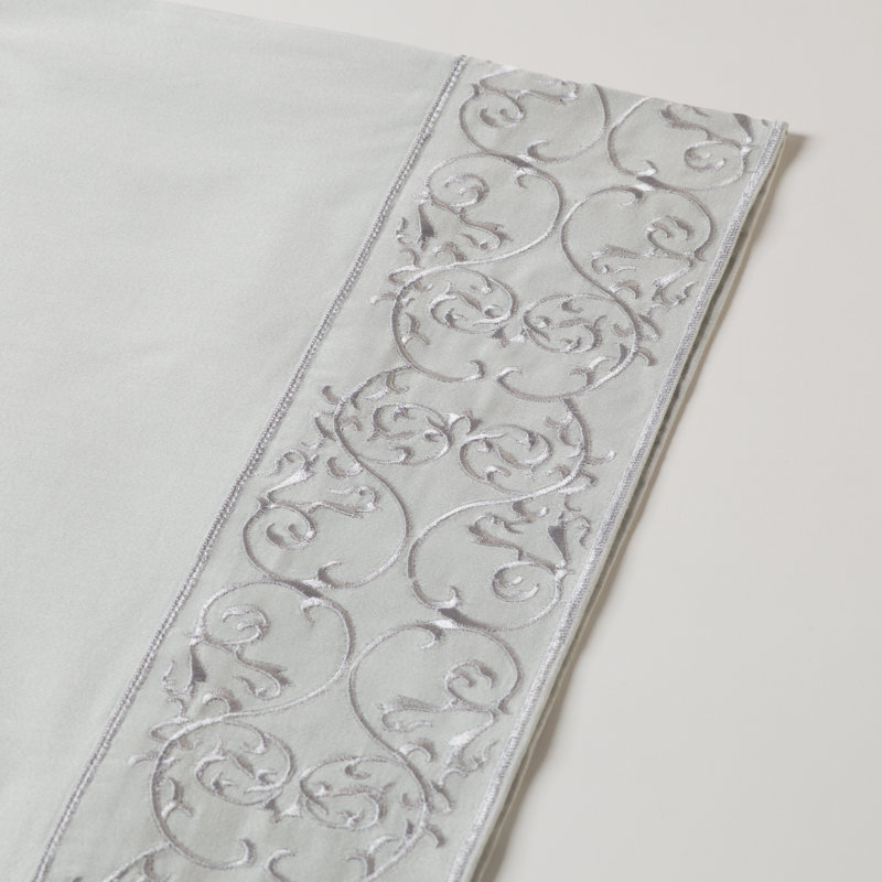 Light Grey Full Cotton Embroidered Damask Sheet Set