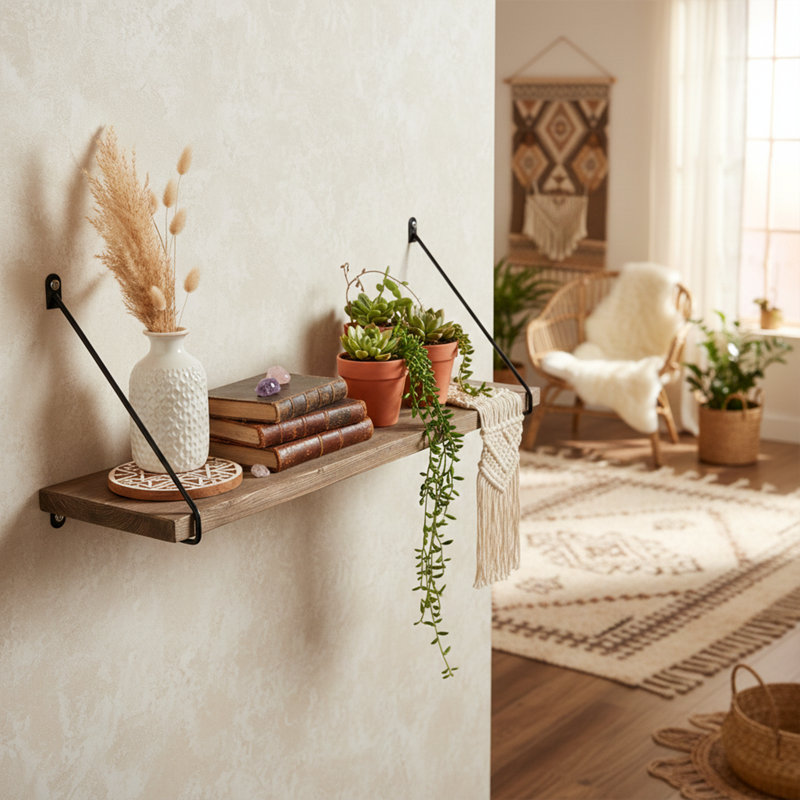 Spruce Wood Bracket Minimalist Wall Mounted Shelf