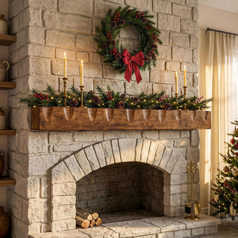 Solid Wood Live Edge Fireplace Shelf Mantel