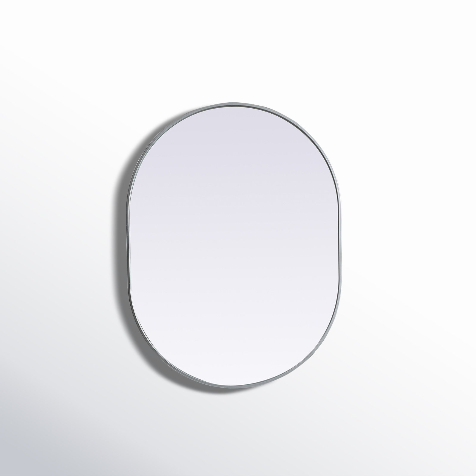 Sabine Metal Pill Wall Mirror, Silver, 40" x 30"