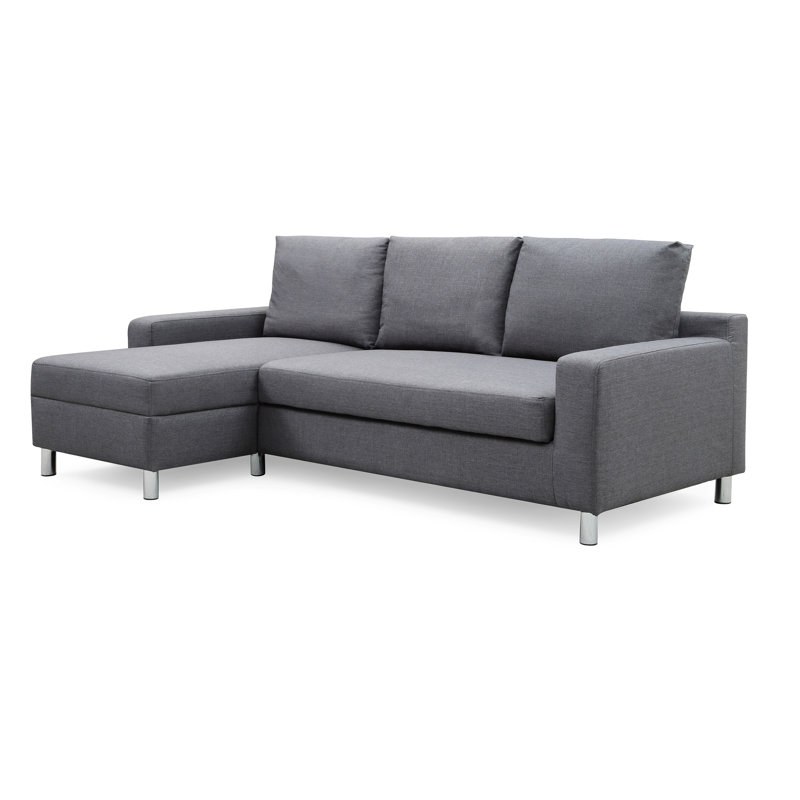 Canapé-lit et méridienne l 83,9 po Falgoust, Mélange de lin gris foncé, Orienté à gauche (vu de face)