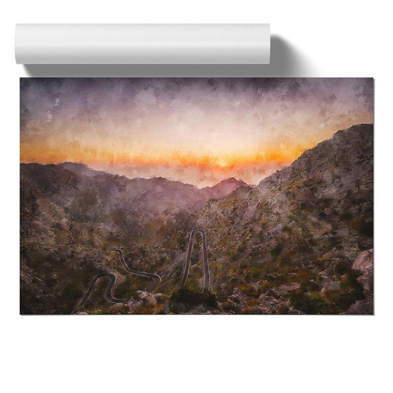 Road Through Mallorca Painting - Frameless Print, 30cm H x 42cm W x 0.1cm D
