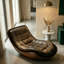 43,31 po de style italien minimaliste de luxe, brun café foncé, structure en cuir et en métal de qualité supérieure, chaise longue à bascule ergonomique