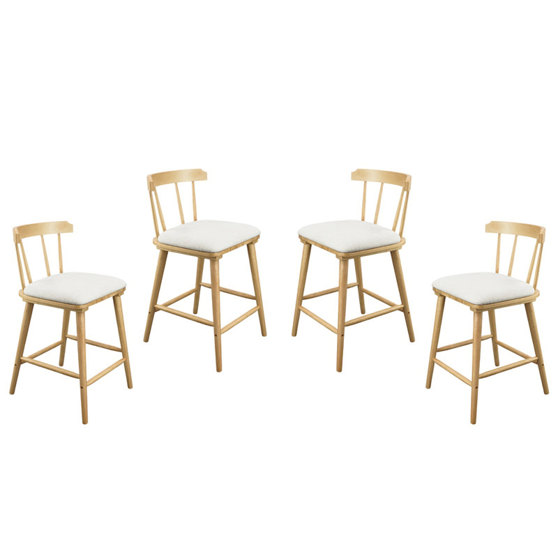 Ensemble de 4 tabourets de comptoir rembourrés en bois Olivia, Naturel