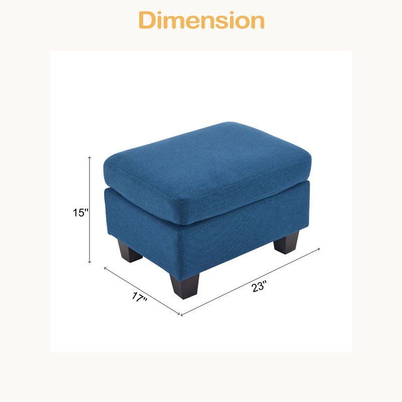 Upholstered Ottoman, Blue