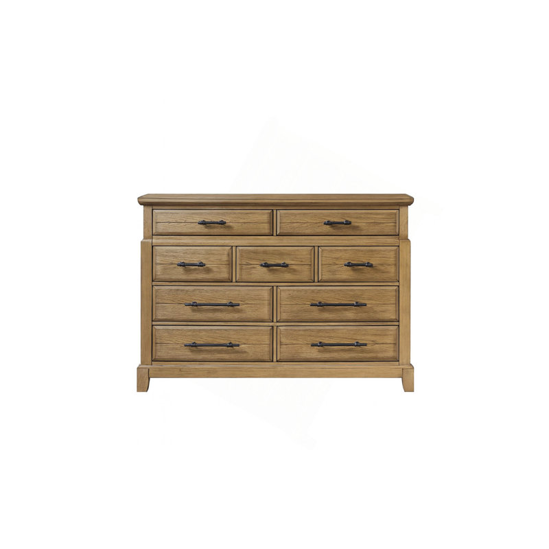 Commode 9 tiroirs avec rangement à niveaux et poignées classiques