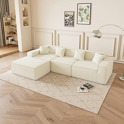 Canapé modulaire en L modulaire avec méridienne réversible, canapé confortable