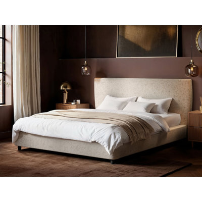 Luciana Upholstered Platform Double Bed Cream