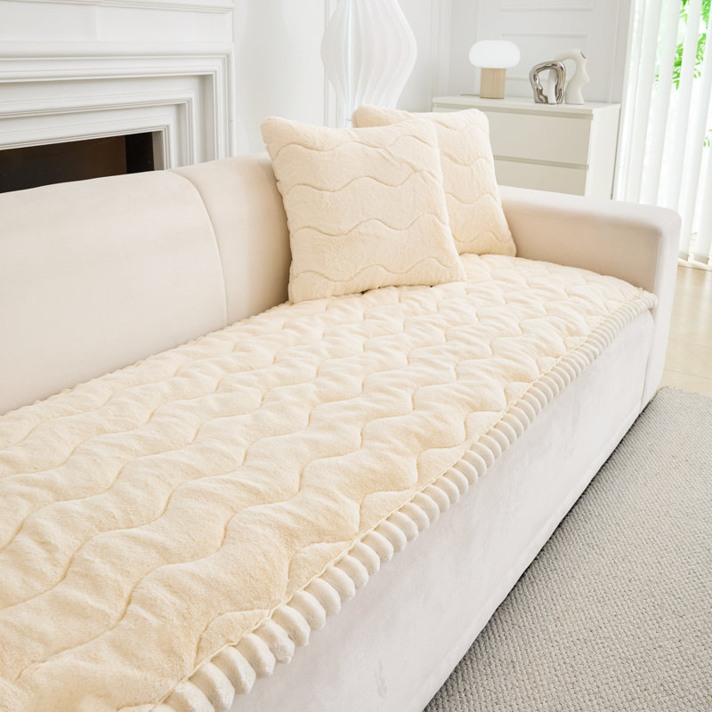 Coussin moelleux en fourrure de vison, coussin de canapé ondulé antidérapant, housse de canapé luxueuse très épaisse