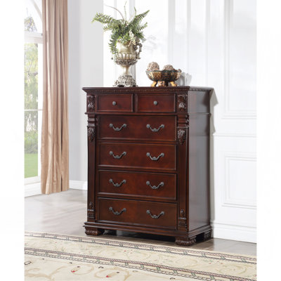 Commode 6 tiroirs Lyndon G09400-CH, cerise