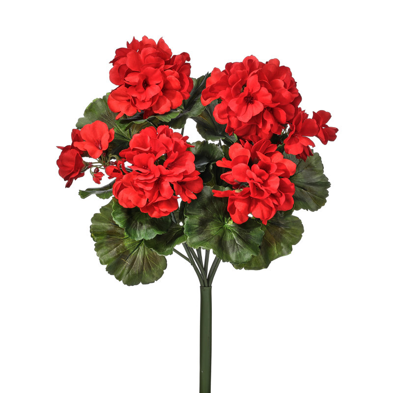 17" UV Natural Touch Summer Geranium Bush, Red