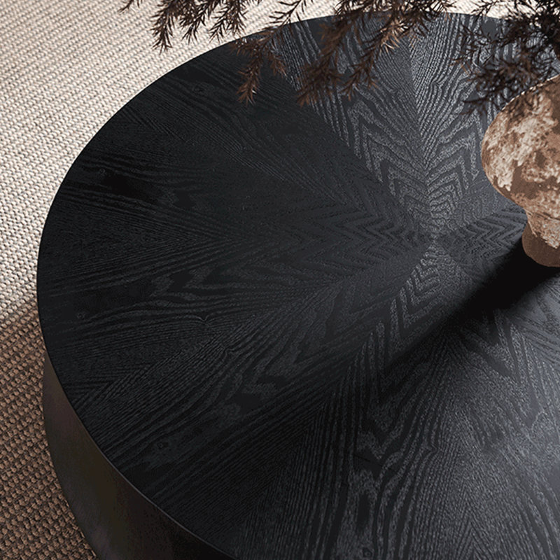 Table basse ronde moderne en bois noir