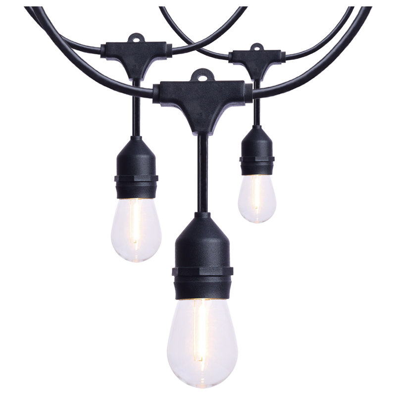 60 Foot LED String Light 24-S14 Lamps Medium Base 2200K CCT Black
