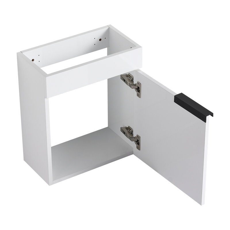 Meuble-lavabo à fermeture en douceur avec lavabo, Blanc brillant