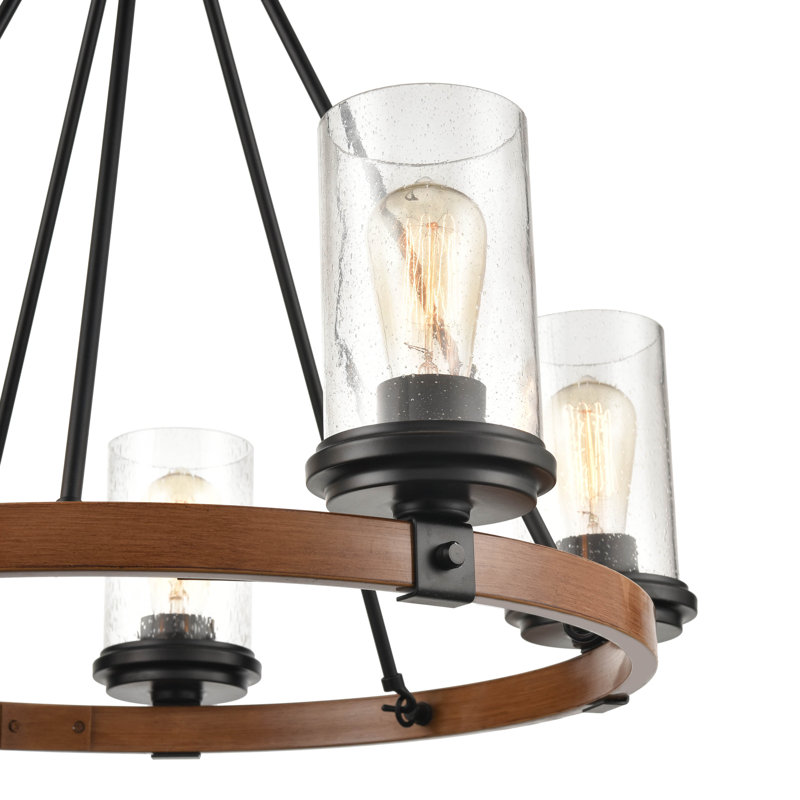 5 - Light Dimmable Wagon Wheel Chandelier