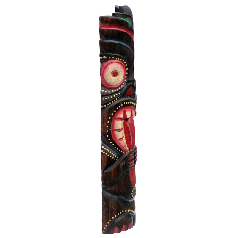 Hand-Carved Albesia Wood 20" Tiki Mask Wall Decor