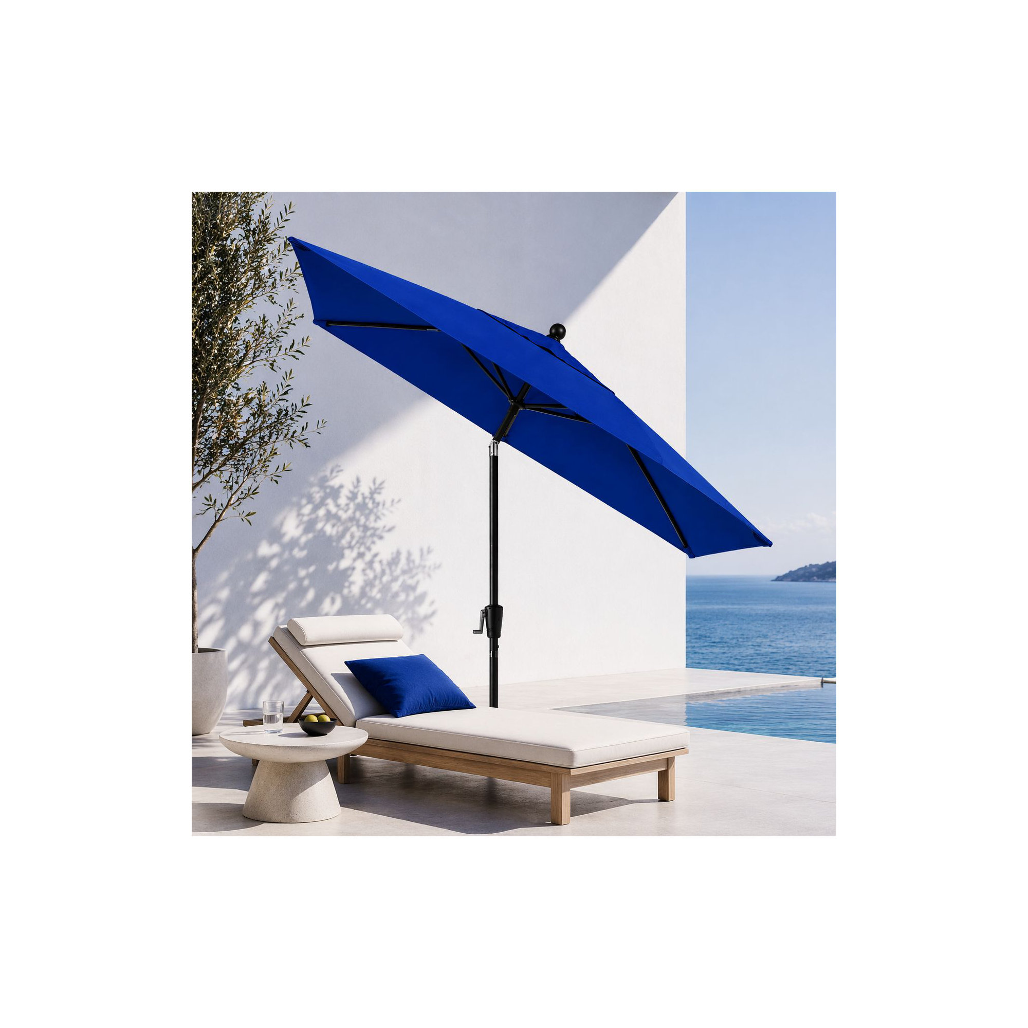 Natalie 103'' Outdoor Umbrella, Black Sapphire, Canvas Pacific Blue Sunbrella® Canvas