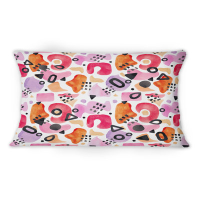 Retro Shapes In Purple And Red III Abstract Lumbar Pillow