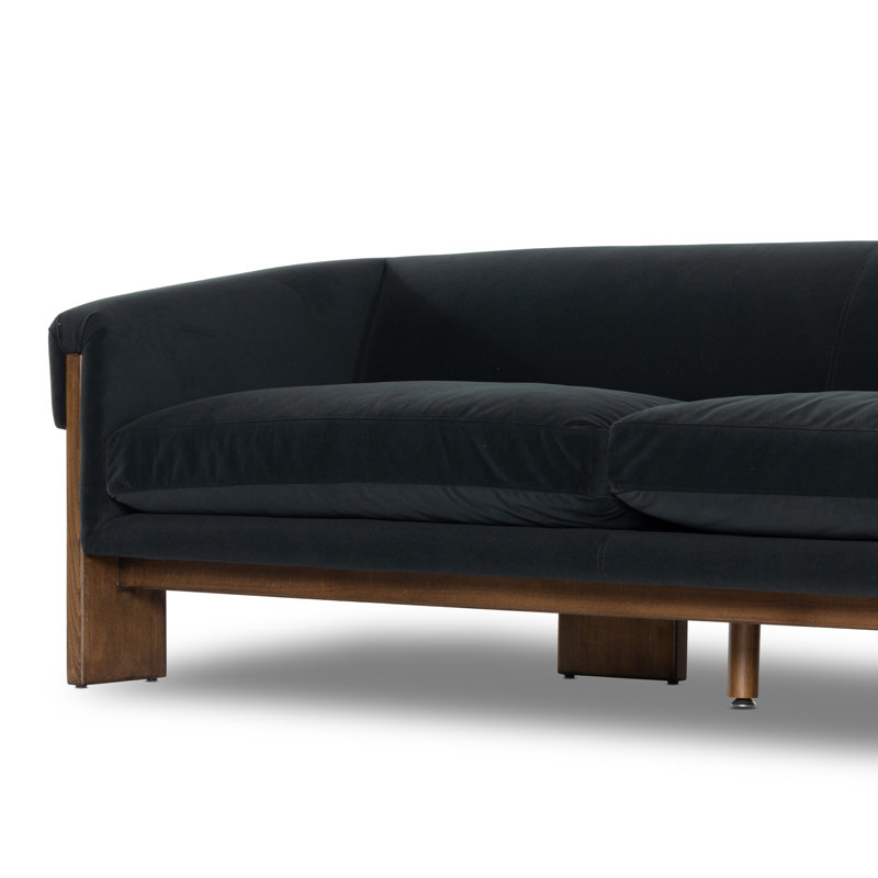 Cairo 90.5" Upholstered Sofa, Modern Velvet Smoke Polyester Blend