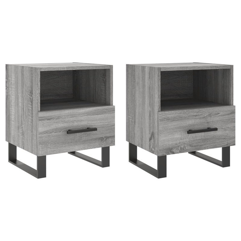 Aanyla 40cm W Iron Bedside Table, Grey Sonoma