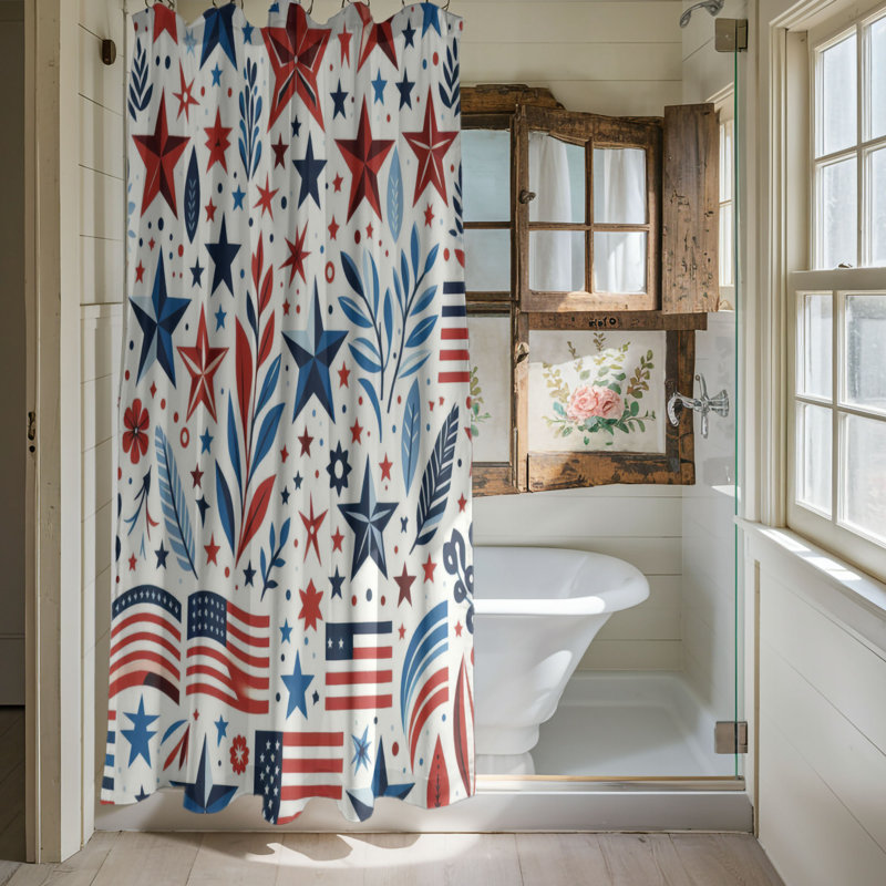 Starry Flag Design - Rideau de douche standard 1 pièce, H 74 po x l 40 po