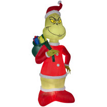 Christmas Grinch Inflatable Car Buddy Sits in Passenger Seat Airblown 36 in  H