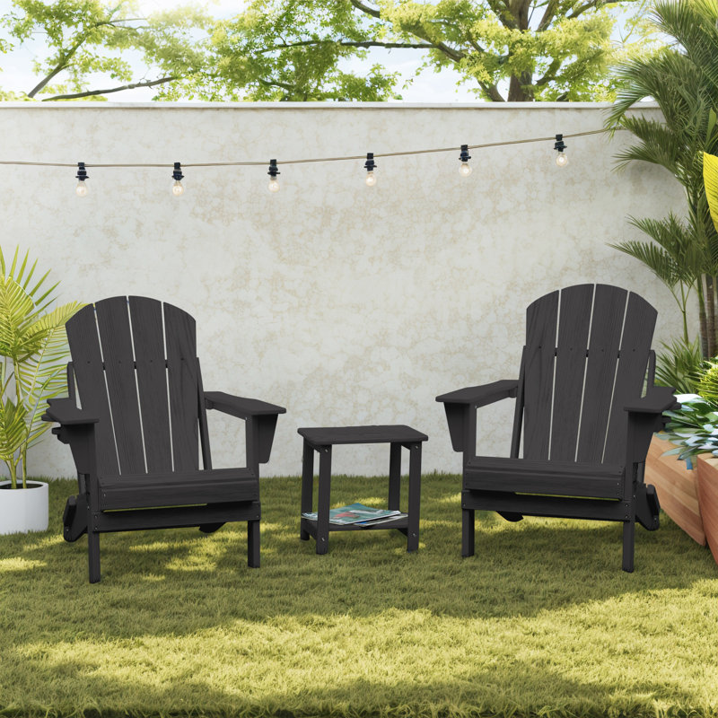 Chaise Adirondack avec table d'appoint (ensemble de 3), Gris