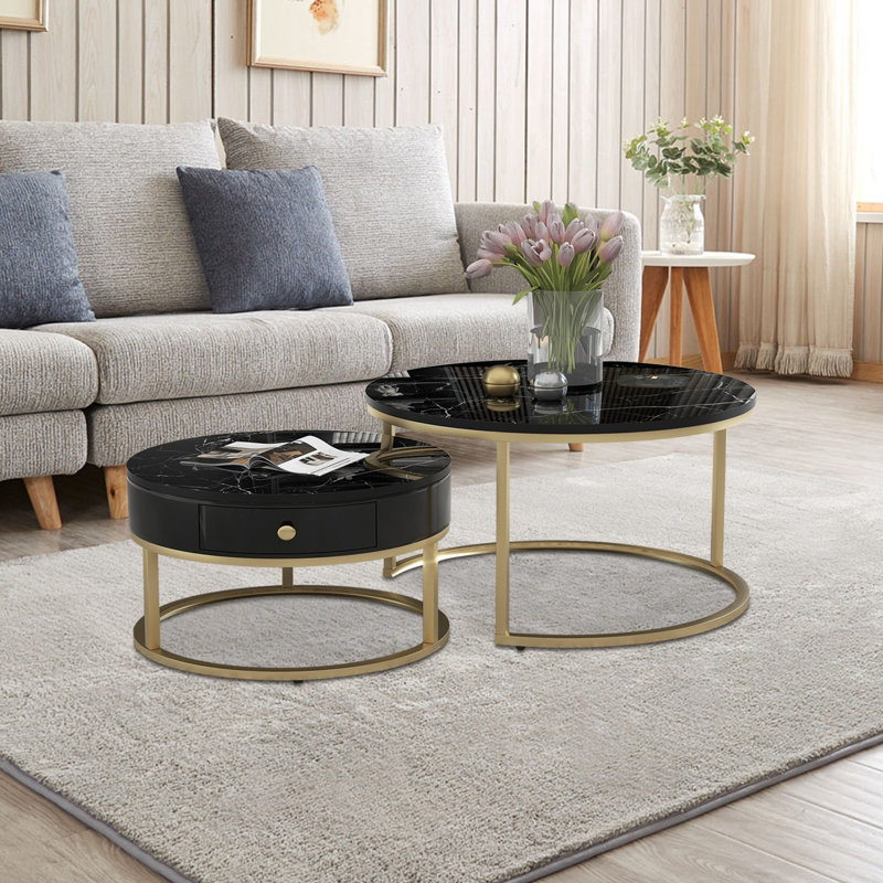 Adeliah Frame Coffee Table with Storage, Black