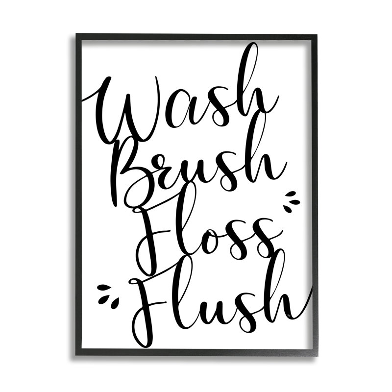 "Bathroom Rules", phrase encadrée sur bois par Martina, impression, H 30 po x l 24 po x P 1,5 po, Giclée encadrée noir minuit