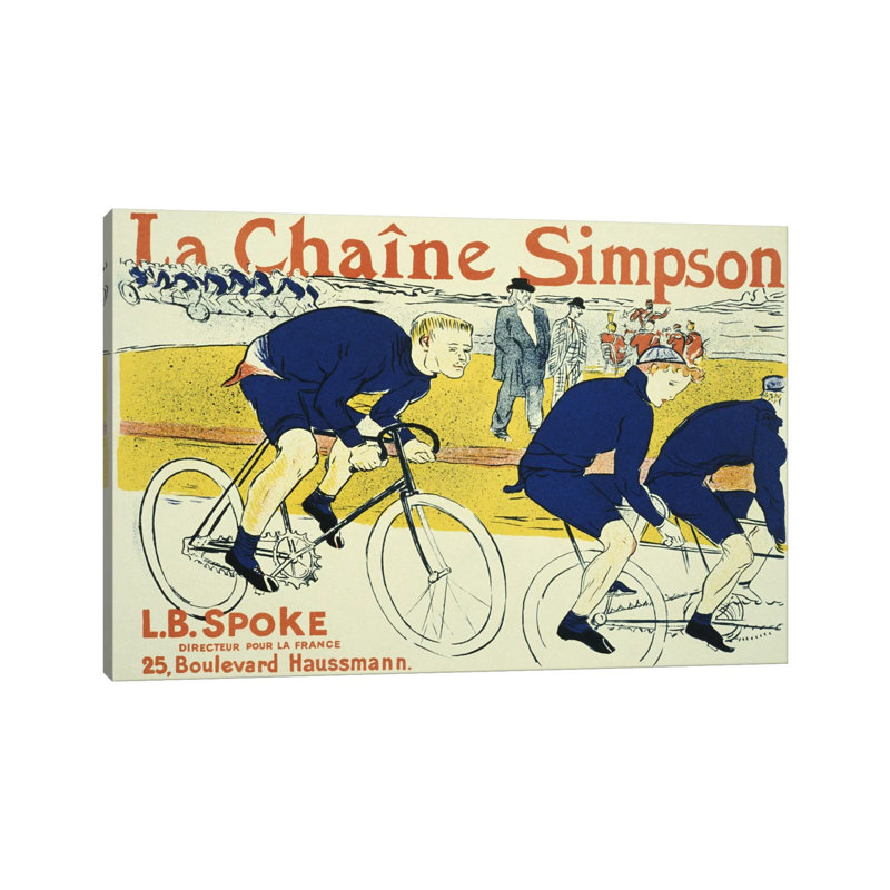 Simpson La Chain Bicycle Advertising Vintage Poster by Henri De Toulouse-Lautrec - Wrapped Canvas Print