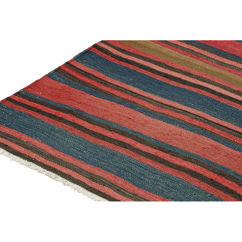 Vintage Kilim In Red With Multicolor Stripes, From Rug & Kilim