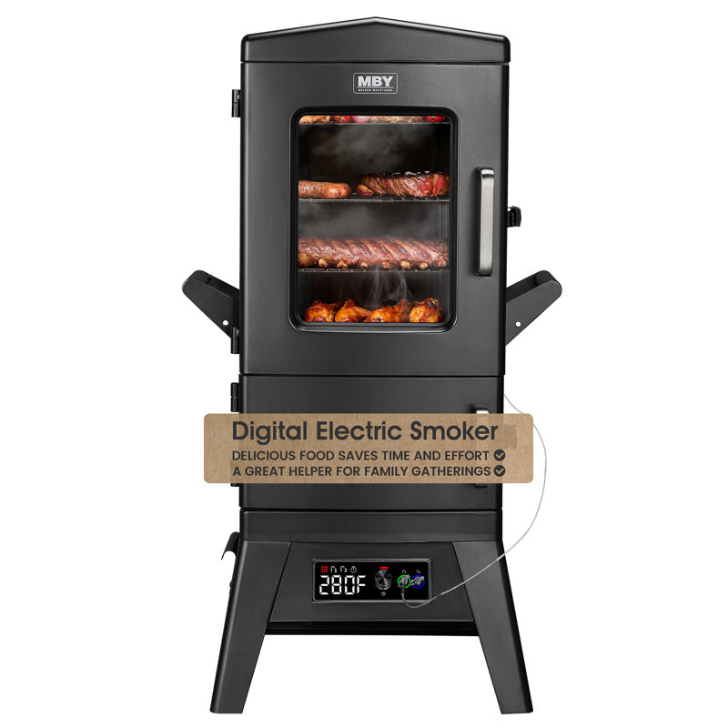 Large Vertical Electric Smoker Grill – 633 sq in | 4-Rack BBQ Smoker with Built-in Meat Probe, Wood Chip Loader &Weather-Resistant Cover – Perfect for Steak, Fish, Ribs (Black)