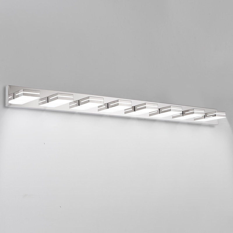 Luminaires de salle de bain Modern, H 5,1 po x l 63 po x P 4,3 po, Chrome, 8 lumières