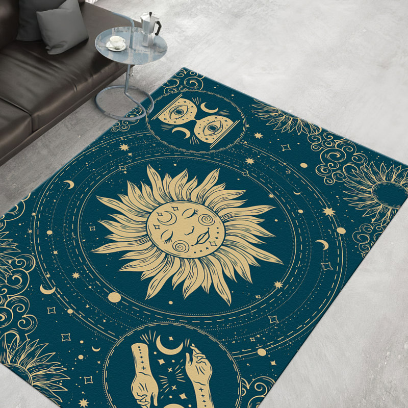 Exquisite Floral Printed Non-Woven Thin Type Rug Ideal for Adding a Touch of Elegance to Your Living Room or Bedroom Decor