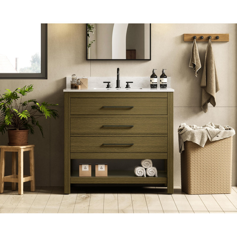 Meuble-lavabo simple 36 po_Moderne_VF60536-BS, Brun châtaigne